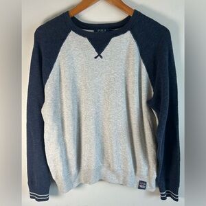 Polo Ralph Lauren Mens Sweater Crewneck Pullover Blue Gray Size M Cotton